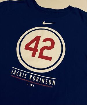 RARE Nike 2021 MLB Jackie Robinson Day 42 Blue T-Shirt 2XL XXL Dodgers Baseball